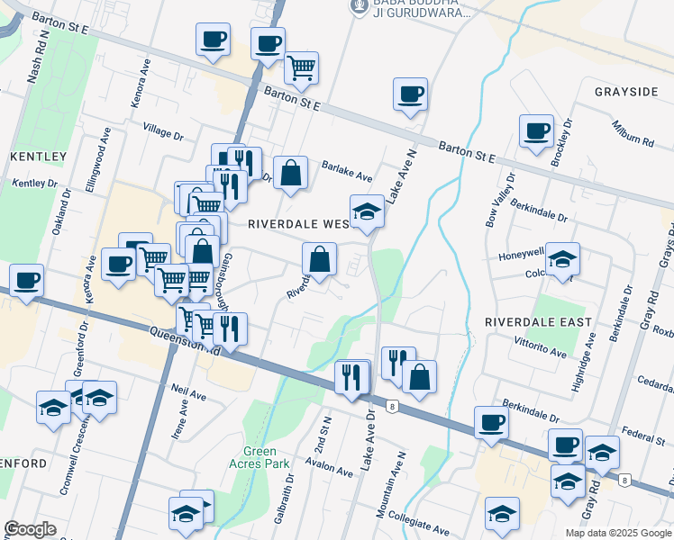 map of restaurants, bars, coffee shops, grocery stores, and more near 60 Jerome Crescent in Hamilton
