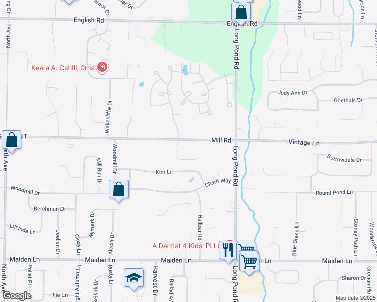 map of restaurants, bars, coffee shops, grocery stores, and more near 84 Kim Lane in Rochester