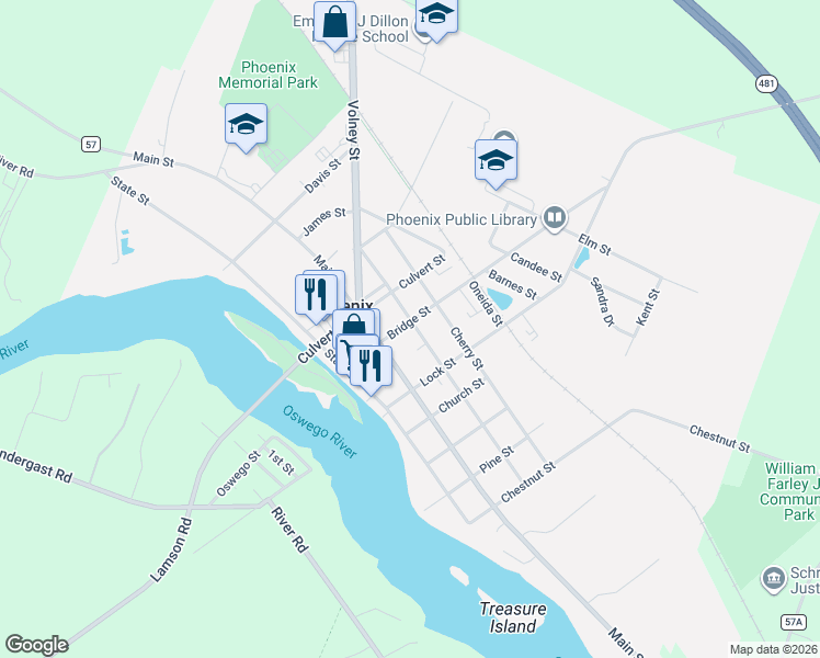 map of restaurants, bars, coffee shops, grocery stores, and more near 44 Bridge Street in Phoenix