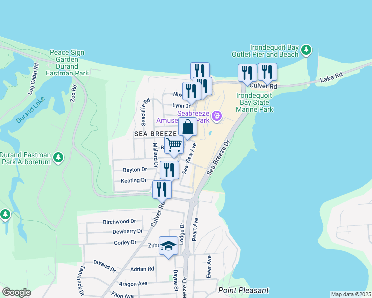 map of restaurants, bars, coffee shops, grocery stores, and more near 4461 Culver Road in Rochester