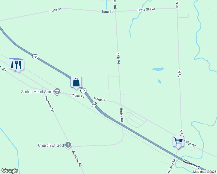 map of restaurants, bars, coffee shops, grocery stores, and more near Harvest Drive in Wayne County
