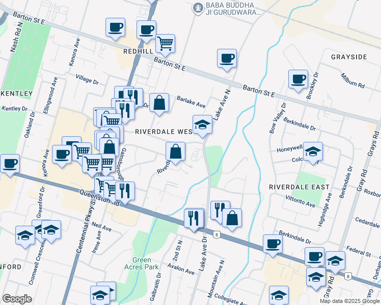 map of restaurants, bars, coffee shops, grocery stores, and more near 70 Jerome Crescent in Hamilton