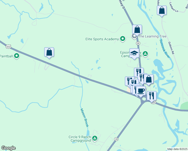 map of restaurants, bars, coffee shops, grocery stores, and more near 1990 Dover Road in Epsom
