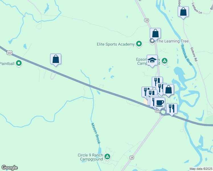 map of restaurants, bars, coffee shops, grocery stores, and more near 1990 Dover Road in Epsom