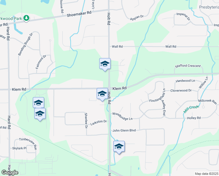 map of restaurants, bars, coffee shops, grocery stores, and more near Klem Road & Holt Road in Webster