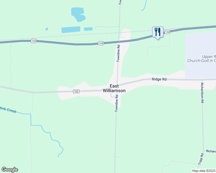 map of restaurants, bars, coffee shops, grocery stores, and more near 4953 Ridge Road in Williamson