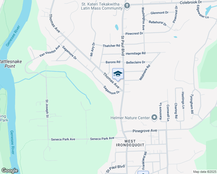 map of restaurants, bars, coffee shops, grocery stores, and more near 74 Thomas Avenue in Rochester
