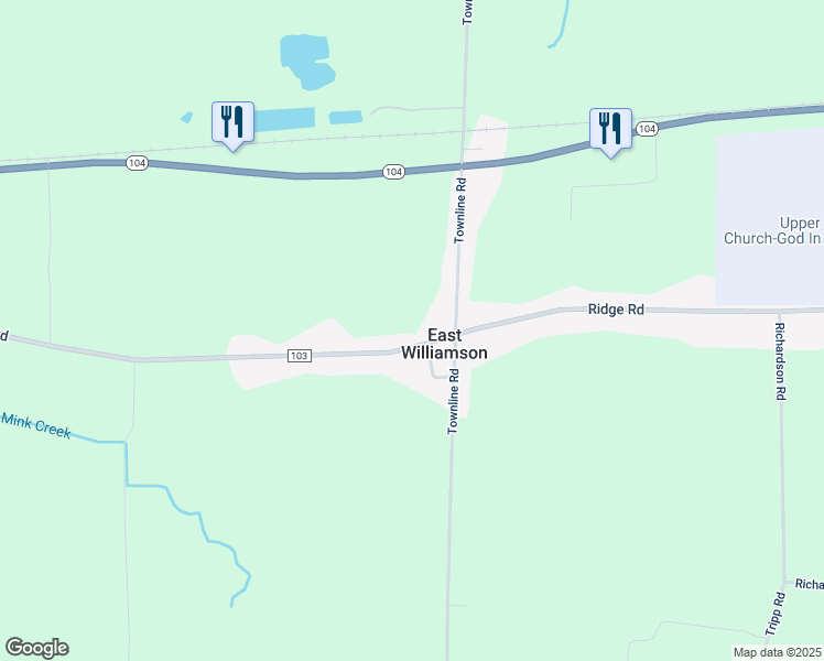 map of restaurants, bars, coffee shops, grocery stores, and more near 4953 Ridge Road in Williamson