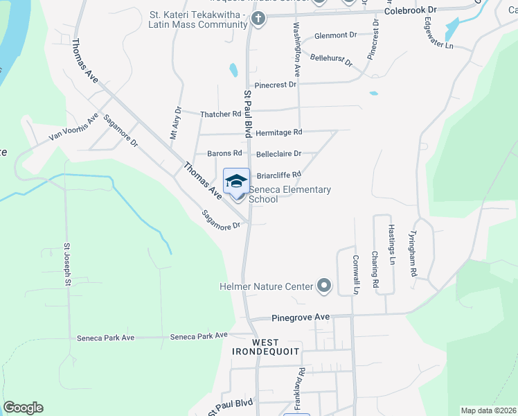 map of restaurants, bars, coffee shops, grocery stores, and more near 4143 Saint Paul Boulevard in Rochester