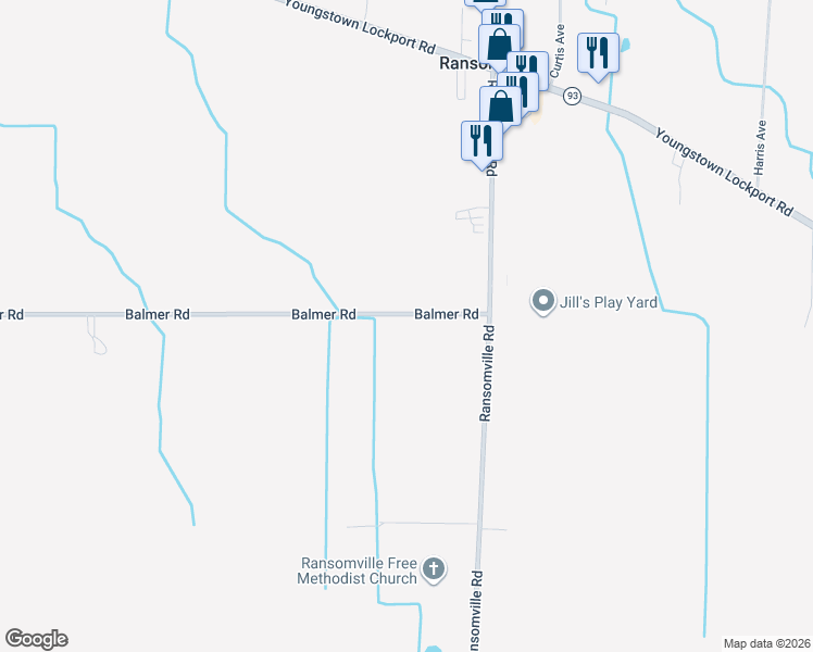 map of restaurants, bars, coffee shops, grocery stores, and more near 2466 Balmer Road in Ransomville