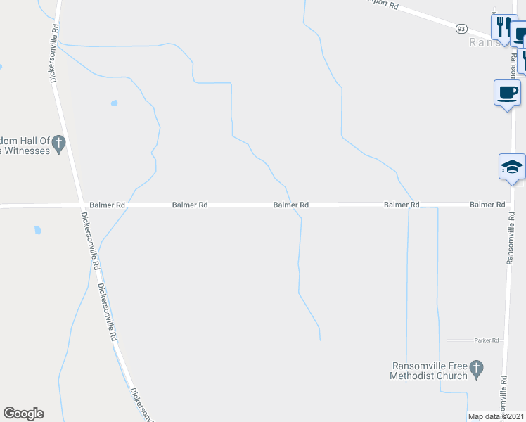 map of restaurants, bars, coffee shops, grocery stores, and more near 2278 Balmer Road in Ransomville