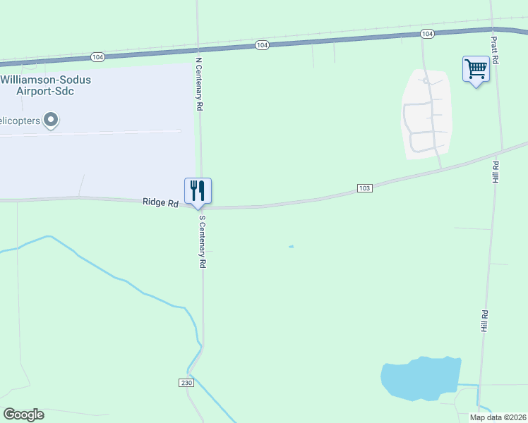 map of restaurants, bars, coffee shops, grocery stores, and more near 5791 Ridge Road in Wayne County