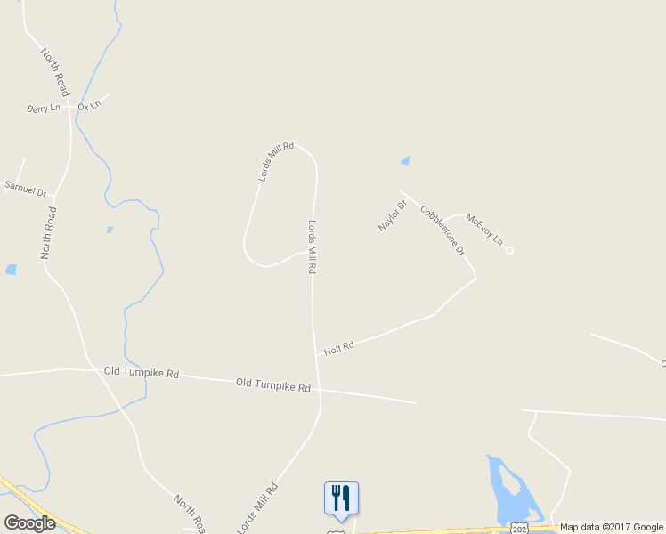 map of restaurants, bars, coffee shops, grocery stores, and more near 156 Lords Mill Road in Epsom