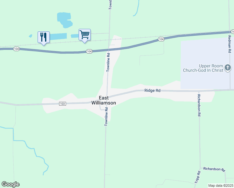 map of restaurants, bars, coffee shops, grocery stores, and more near 5011 Ridge Road in Williamson