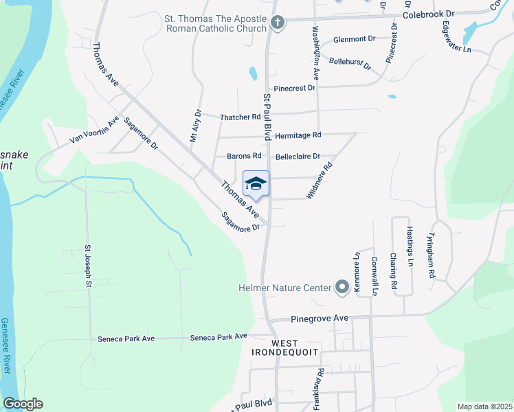 map of restaurants, bars, coffee shops, grocery stores, and more near 4143 Saint Paul Boulevard in Rochester