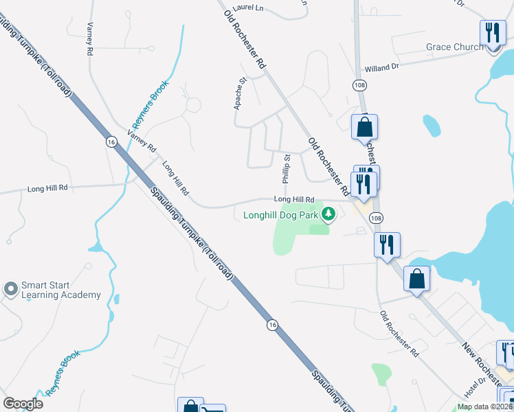map of restaurants, bars, coffee shops, grocery stores, and more near 78 Long Hill Road in Dover