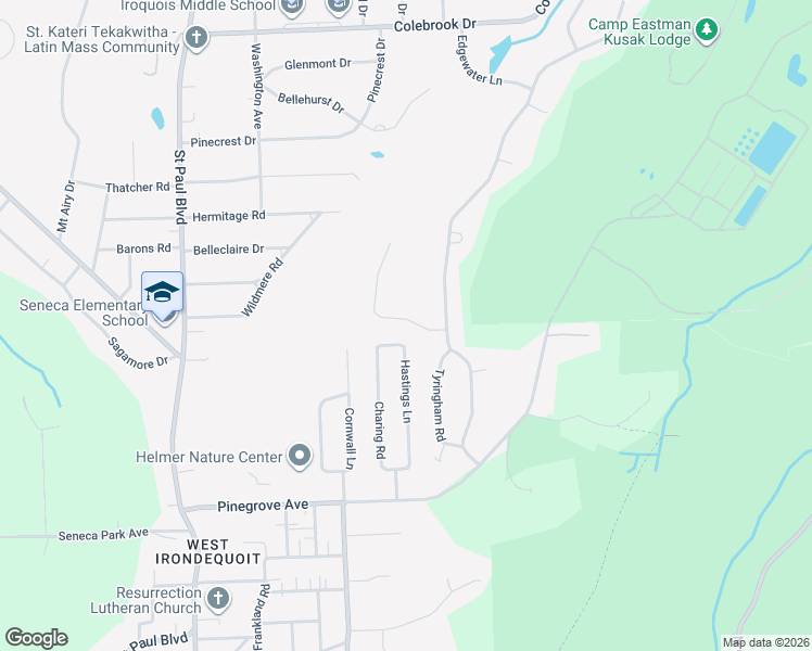 map of restaurants, bars, coffee shops, grocery stores, and more near 33 Scotch Lane in Rochester