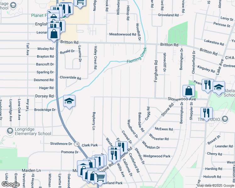 map of restaurants, bars, coffee shops, grocery stores, and more near 440 Stonewood Avenue in Rochester