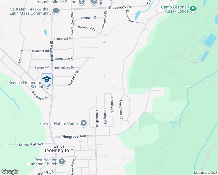 map of restaurants, bars, coffee shops, grocery stores, and more near 33 Scotch Lane in Rochester