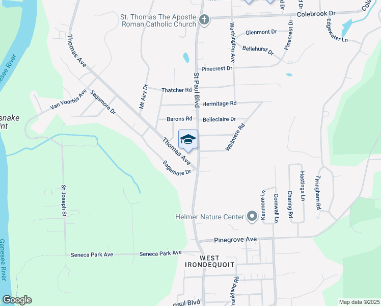 map of restaurants, bars, coffee shops, grocery stores, and more near 4143 Saint Paul Boulevard in Rochester