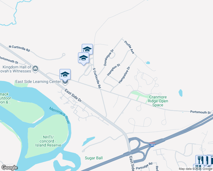 map of restaurants, bars, coffee shops, grocery stores, and more near 5 Hampton St in Concord