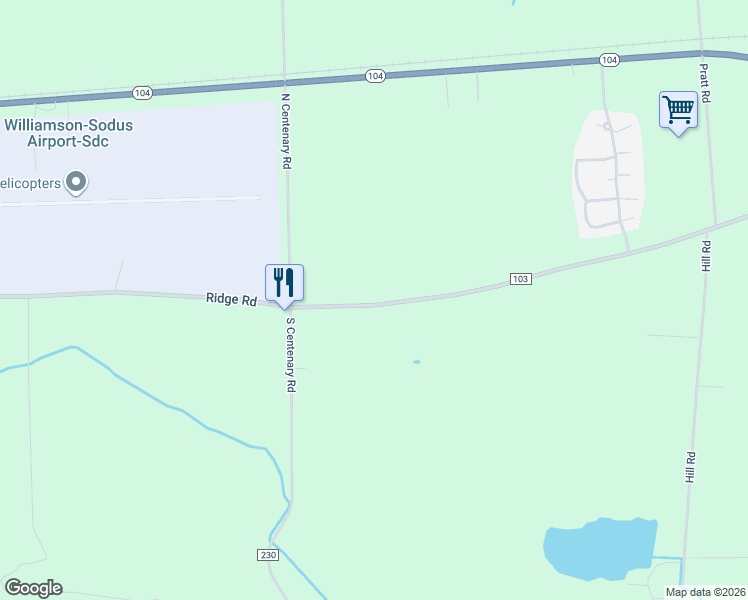 map of restaurants, bars, coffee shops, grocery stores, and more near 5791 Ridge Road in Williamson