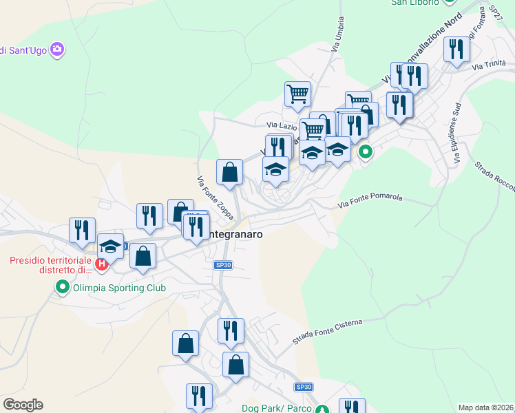 map of restaurants, bars, coffee shops, grocery stores, and more near 20 Via Risorgimento in Montegranaro