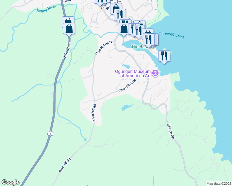 map of restaurants, bars, coffee shops, grocery stores, and more near 27 Pine Hill Road South in York