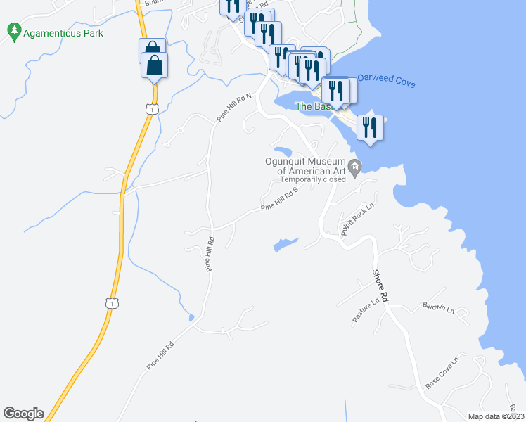 map of restaurants, bars, coffee shops, grocery stores, and more near 27 Pine Hill Road South in York