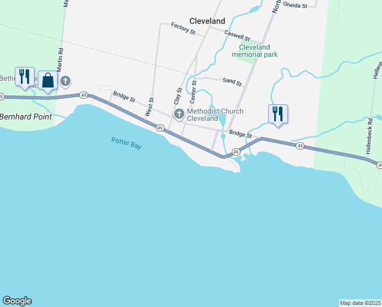 map of restaurants, bars, coffee shops, grocery stores, and more near 113 New York 49 in Cleveland