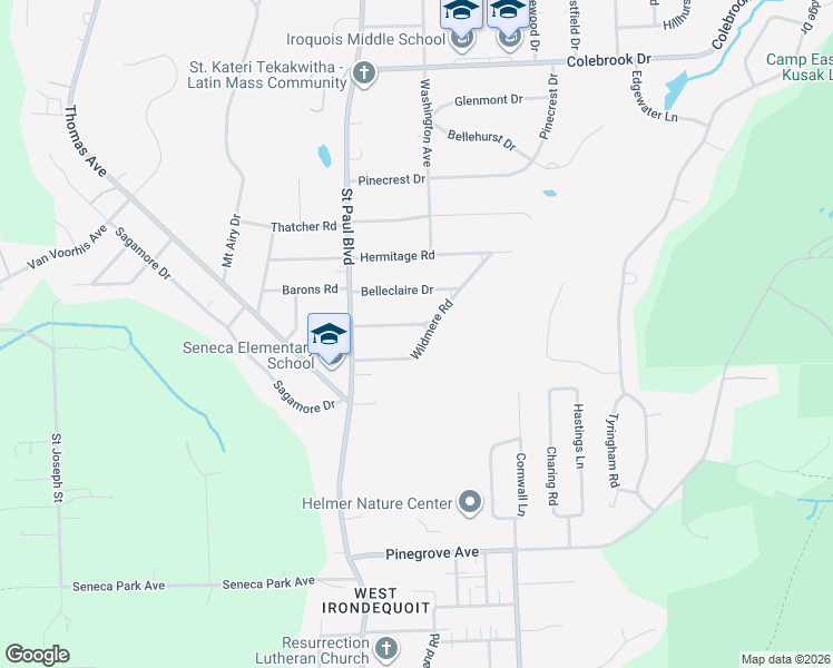 map of restaurants, bars, coffee shops, grocery stores, and more near 162 Wildmere Road in Rochester