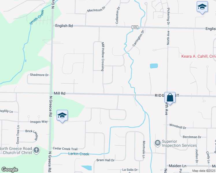 map of restaurants, bars, coffee shops, grocery stores, and more near 21 Rose Dust Drive in Rochester
