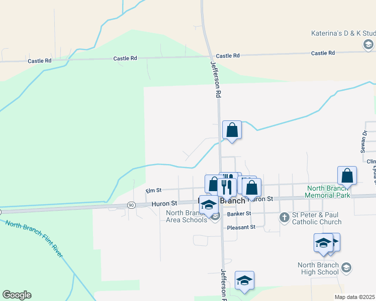 map of restaurants, bars, coffee shops, grocery stores, and more near 3911 Orr Drive in North Branch