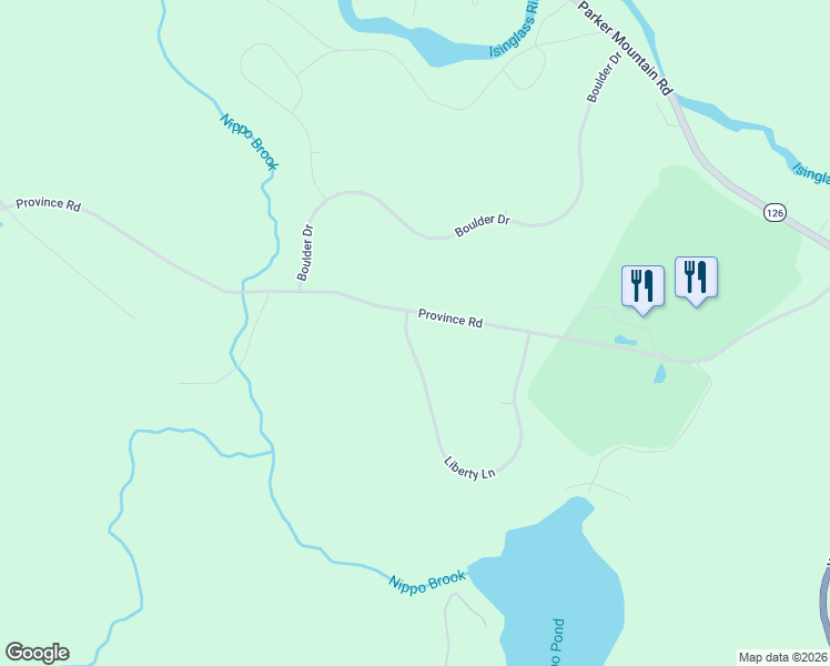 map of restaurants, bars, coffee shops, grocery stores, and more near 142 Liberty Lane in Barrington