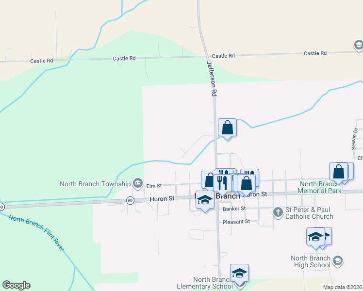 map of restaurants, bars, coffee shops, grocery stores, and more near 3911 Orr Drive in North Branch