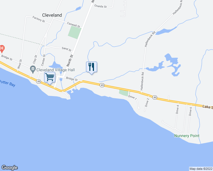 map of restaurants, bars, coffee shops, grocery stores, and more near 25 Lake Street in Cleveland