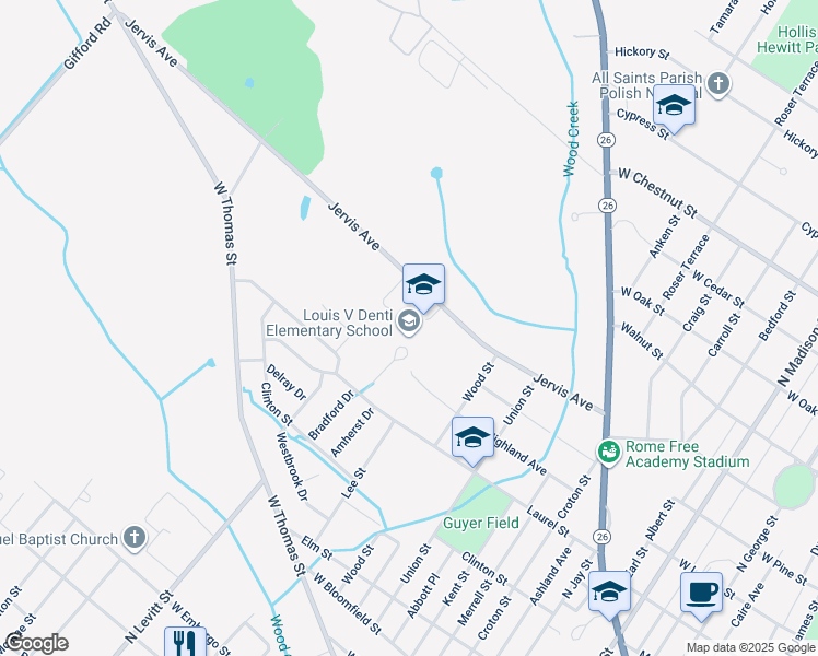 map of restaurants, bars, coffee shops, grocery stores, and more near 1001 Ruby Street in Rome