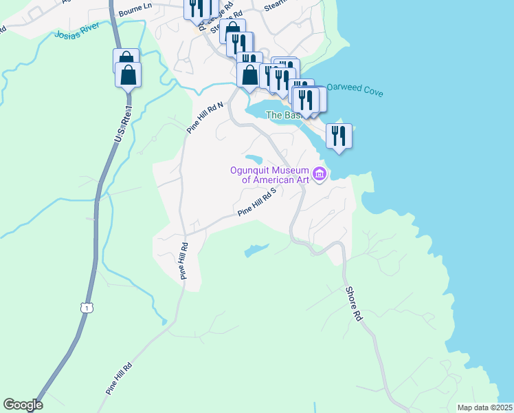 map of restaurants, bars, coffee shops, grocery stores, and more near 27 Pine Hill Road South in York