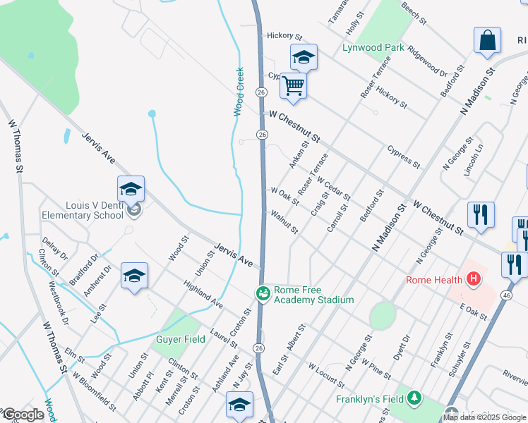 map of restaurants, bars, coffee shops, grocery stores, and more near 803 Turin Street in Rome