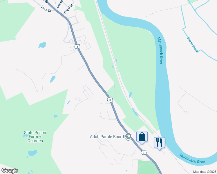 map of restaurants, bars, coffee shops, grocery stores, and more near 322 North State Street in Concord