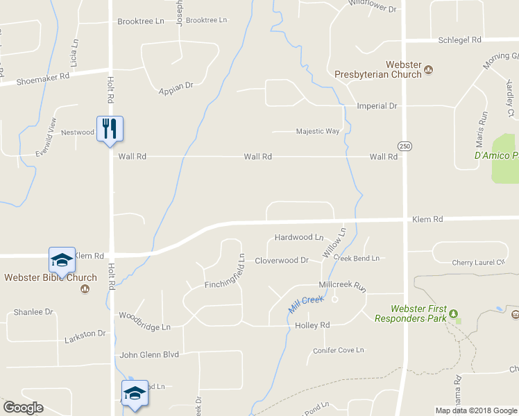 map of restaurants, bars, coffee shops, grocery stores, and more near 1228 Stafford Crescent in Webster