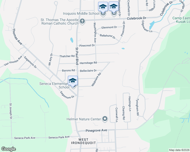 map of restaurants, bars, coffee shops, grocery stores, and more near 162 Wildmere Road in Rochester