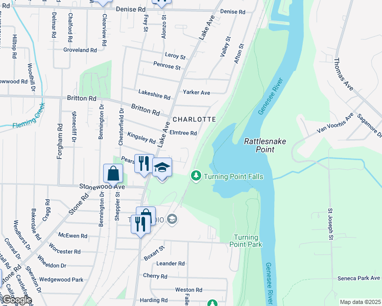 map of restaurants, bars, coffee shops, grocery stores, and more near 292 River Heights Circle in Rochester