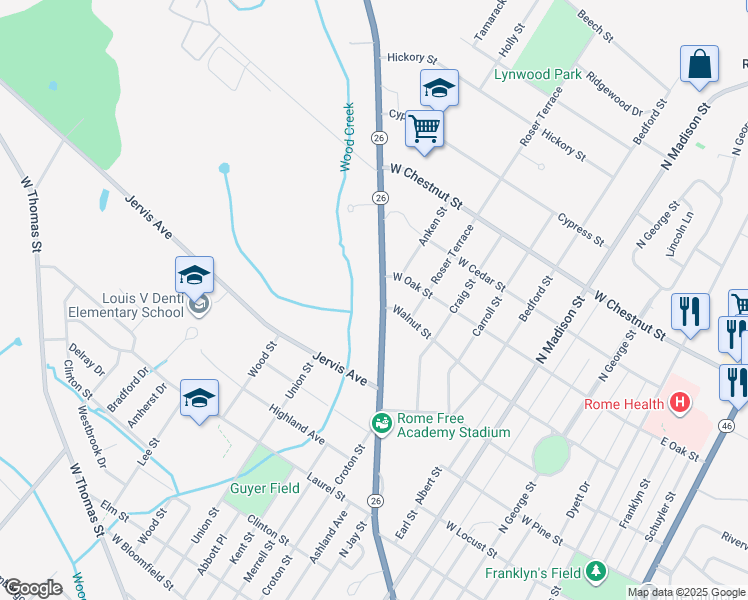 map of restaurants, bars, coffee shops, grocery stores, and more near 803 Turin Street in Rome