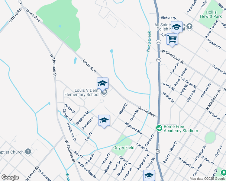 map of restaurants, bars, coffee shops, grocery stores, and more near 925 Jervis Avenue in Rome