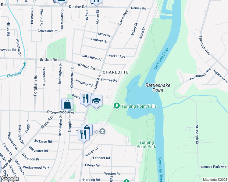 map of restaurants, bars, coffee shops, grocery stores, and more near 292 River Heights Circle in Rochester