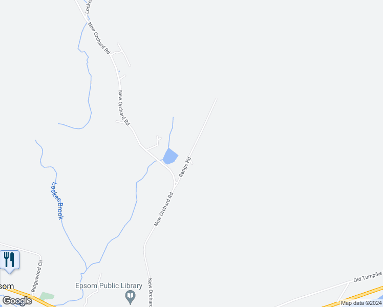 map of restaurants, bars, coffee shops, grocery stores, and more near 38 Range Road in Epsom