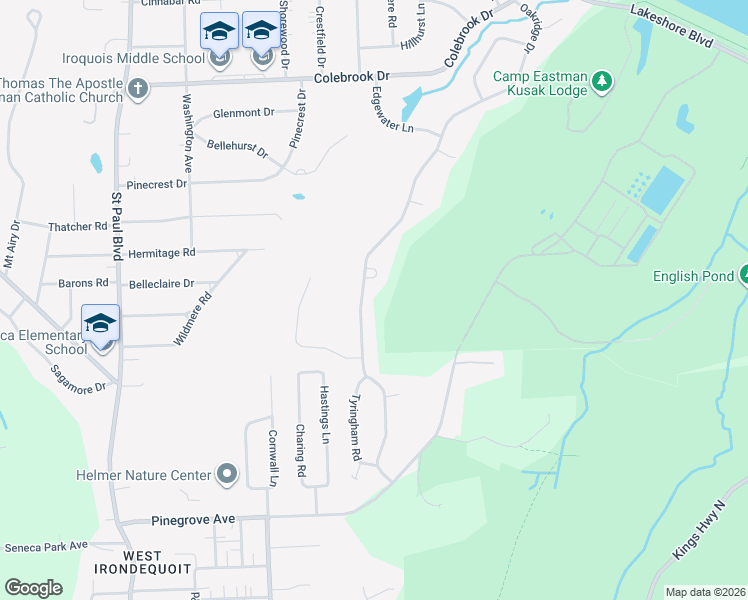 map of restaurants, bars, coffee shops, grocery stores, and more near 288 Oakridge Drive in Rochester