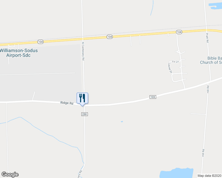 map of restaurants, bars, coffee shops, grocery stores, and more near 5791 Ridge Road in Williamson