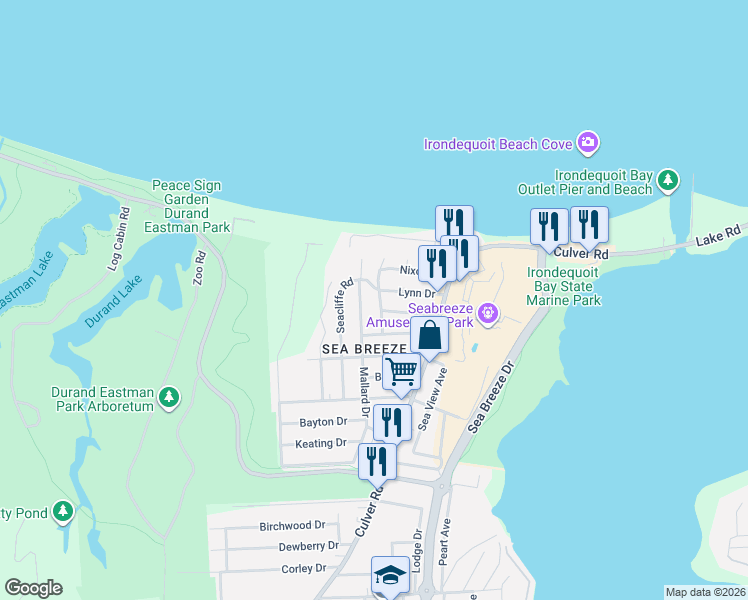 map of restaurants, bars, coffee shops, grocery stores, and more near 43 Fawn Street in Rochester
